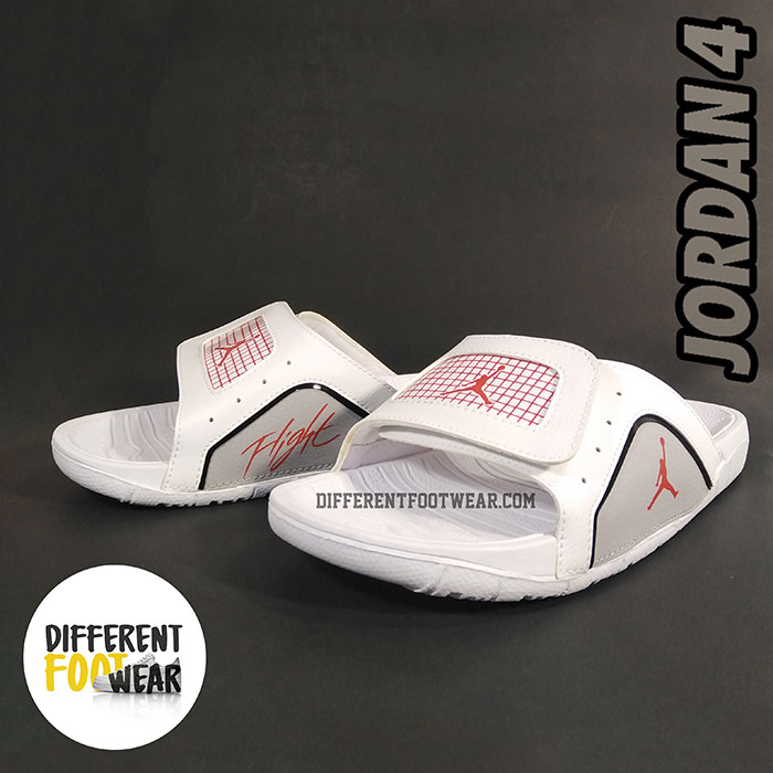 Sandalias Hombre - JORDAN 4 Retro - White / Grey & Red