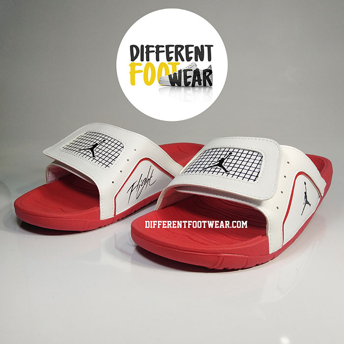 Sandalias Hombre - JORDAN 4 Retro - White - Black & Red