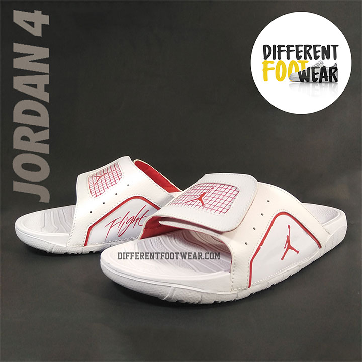 Sandalias Hombre - JORDAN 4 Retro - White & Red